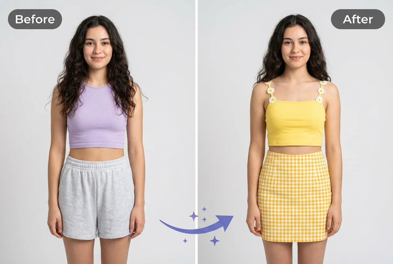 full outfit clothes swap on one photo
