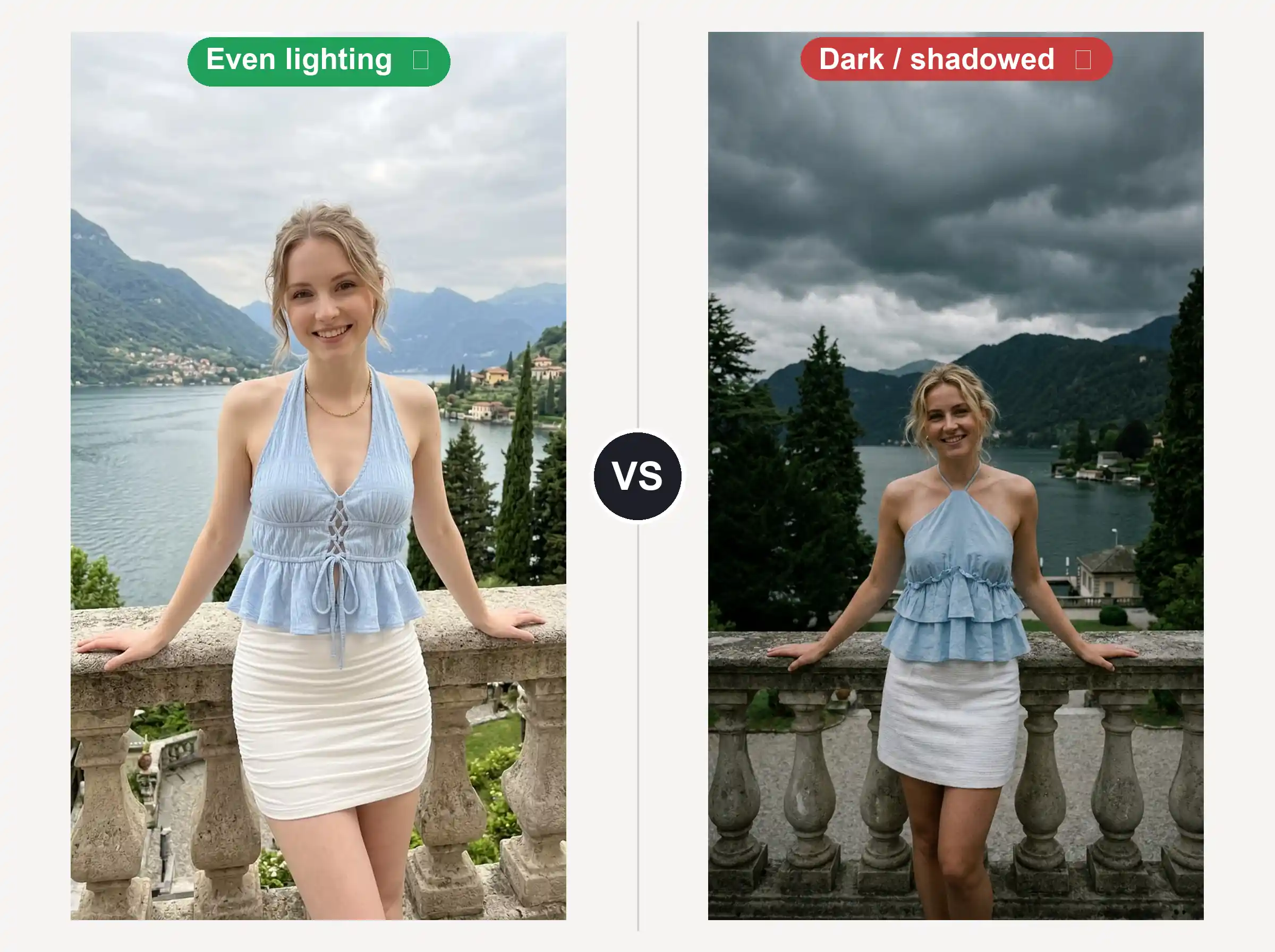Even outfit lighting for AI clothes swap