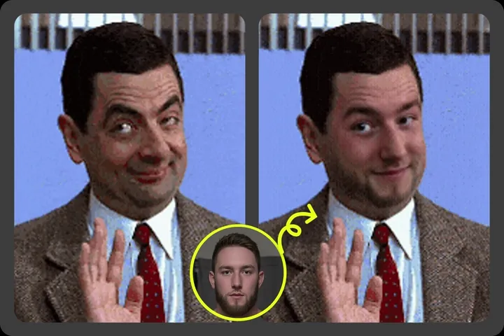 Swap face gif keeping the same motion