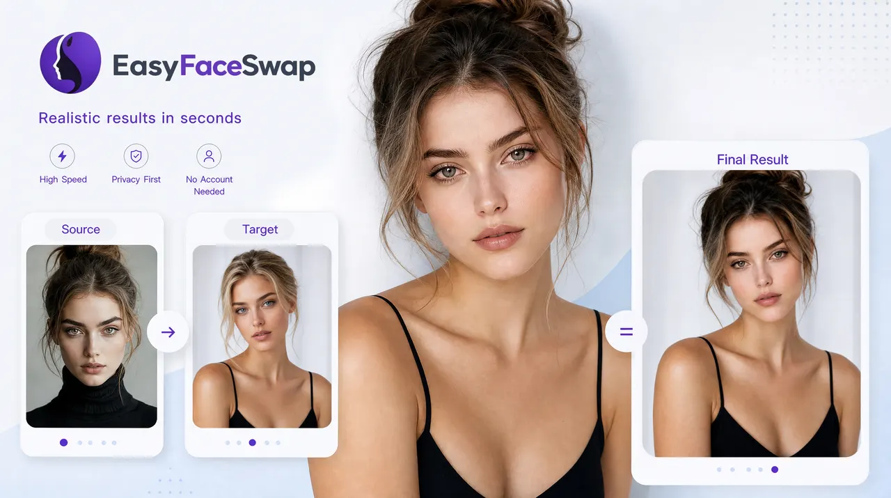 easyfaceswap three step face swap workflow upload generate download no account