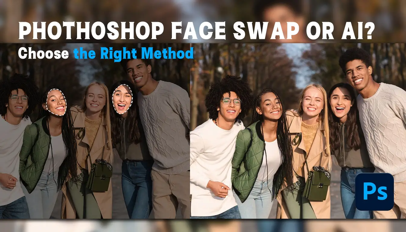 Photoshop and AI face swap methods compared with EasyFaceSwap